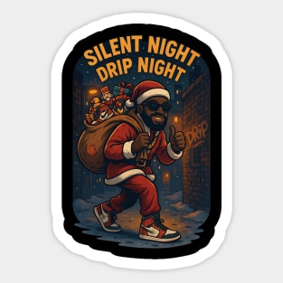 Silent  Night Drip Night Black Santa Sticker